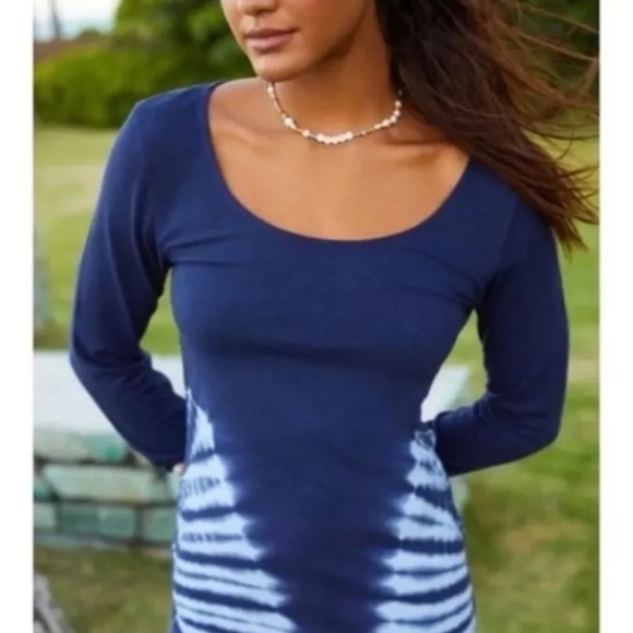 Anthropologie Daily Practice Dress Blue Tie Dye Midi Dress Size M - Picture 5 of 5